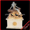 Marble Lady Sculpture Lying On Strong Lion (YL-R148)